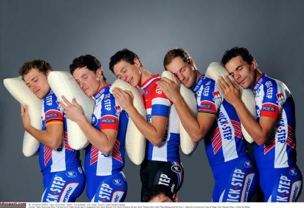 Riders pose for a sponsorship photoshoot