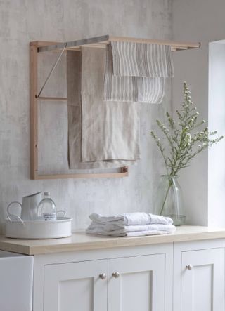 small laundry room ideas wall hung drying rack by Garden Trading