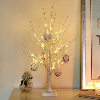 light up easter tree with heart shaped decorations