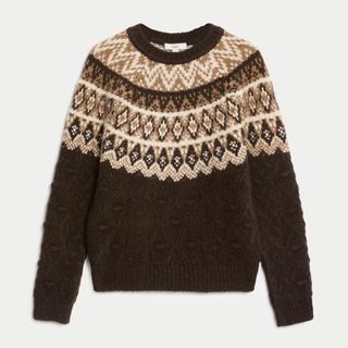 Fairisle knitted jumper in brown from M&S