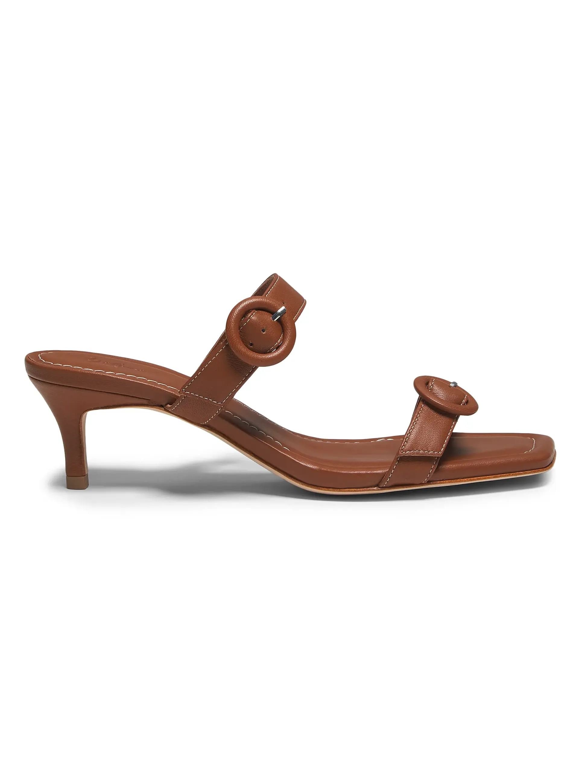 22élevé, Double Buckle Leather 53MM Kitten Heel Sandals