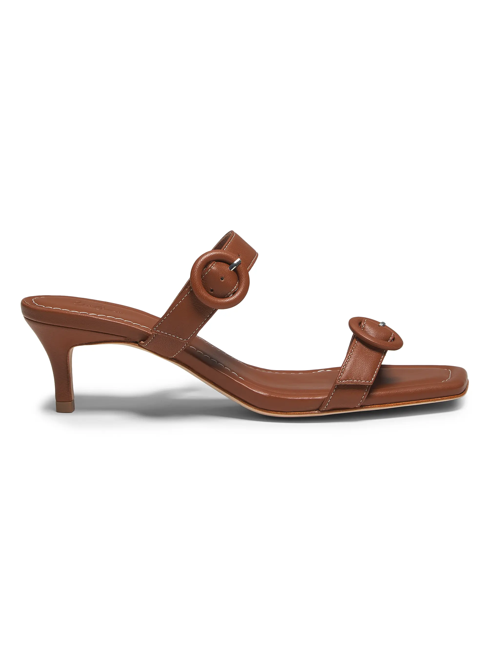 22élevé, Double Buckle Leather 53MM Kitten Heel Sandals