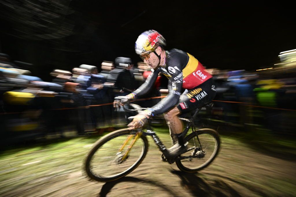 Belgian Wout Van Aert pictured in action during the men elite race of the Superprestige Diegem 6th stage out of 8 in the Superprestige cyclocross cycling competition in Diegem Wednesday 28 December 2022BELGA PHOTO JASPER JACOBS Photo by JASPER JACOBS BELGA MAG Belga via AFP Photo by JASPER JACOBSBELGA MAGAFP via Getty Images