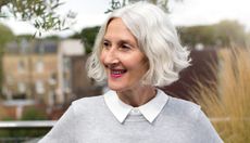 Portait of older woman silver hair - stock photo