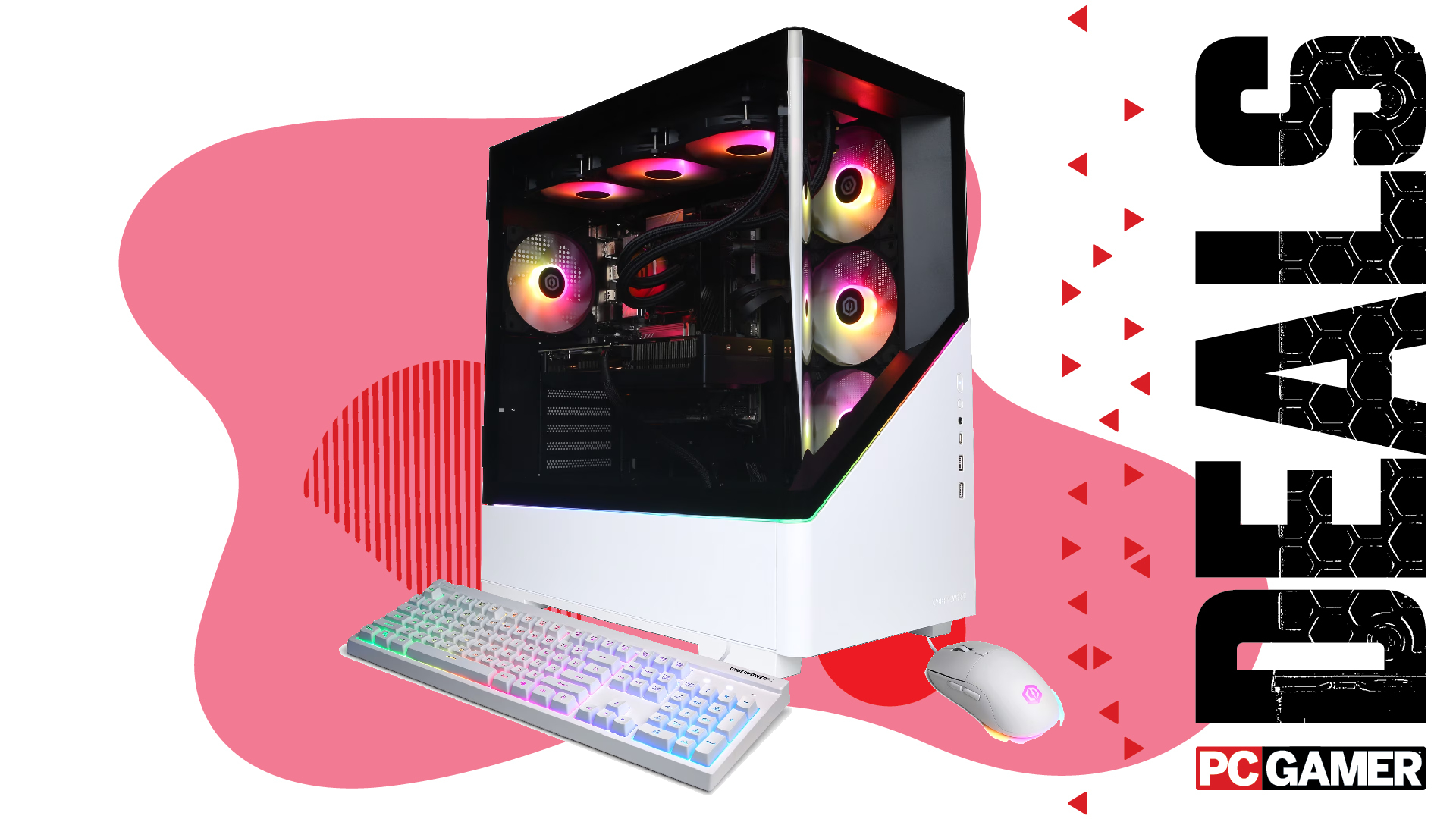 A CyberPowerPC Gamer Xtreme gaming PC on a custom PC Gamer Deals background.