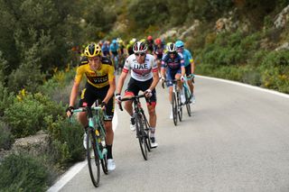 Jumbo Visma’s Chris Harper leads UAE Team Emirates’ David de la Cruz on stage 1 of the 2020 Vuelta a Andalucia