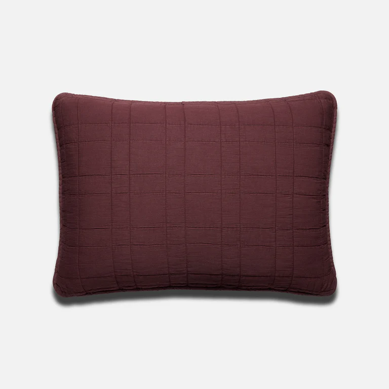quilted pillow sham in plum
