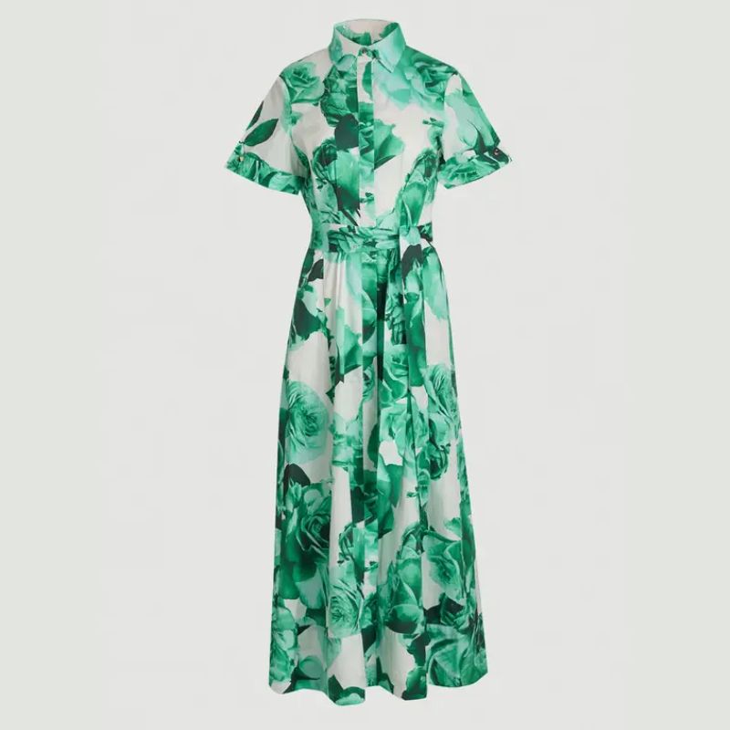 Karen Millen, green floral shirt dress