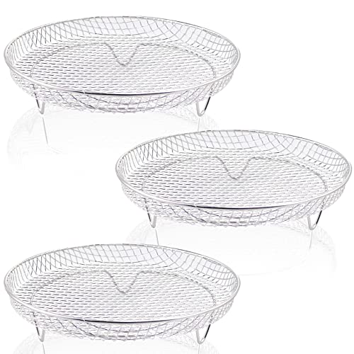 Pmiio 8 Inch Air Fryer Racks, Air Fryer Universal Accessories, Baking Rack,round Stackable Grill, Food-Grade Stainless Steel Kitchen Household, Fit All 4.2qt - 5.8qt Air Fryer,oven - 3 Pack