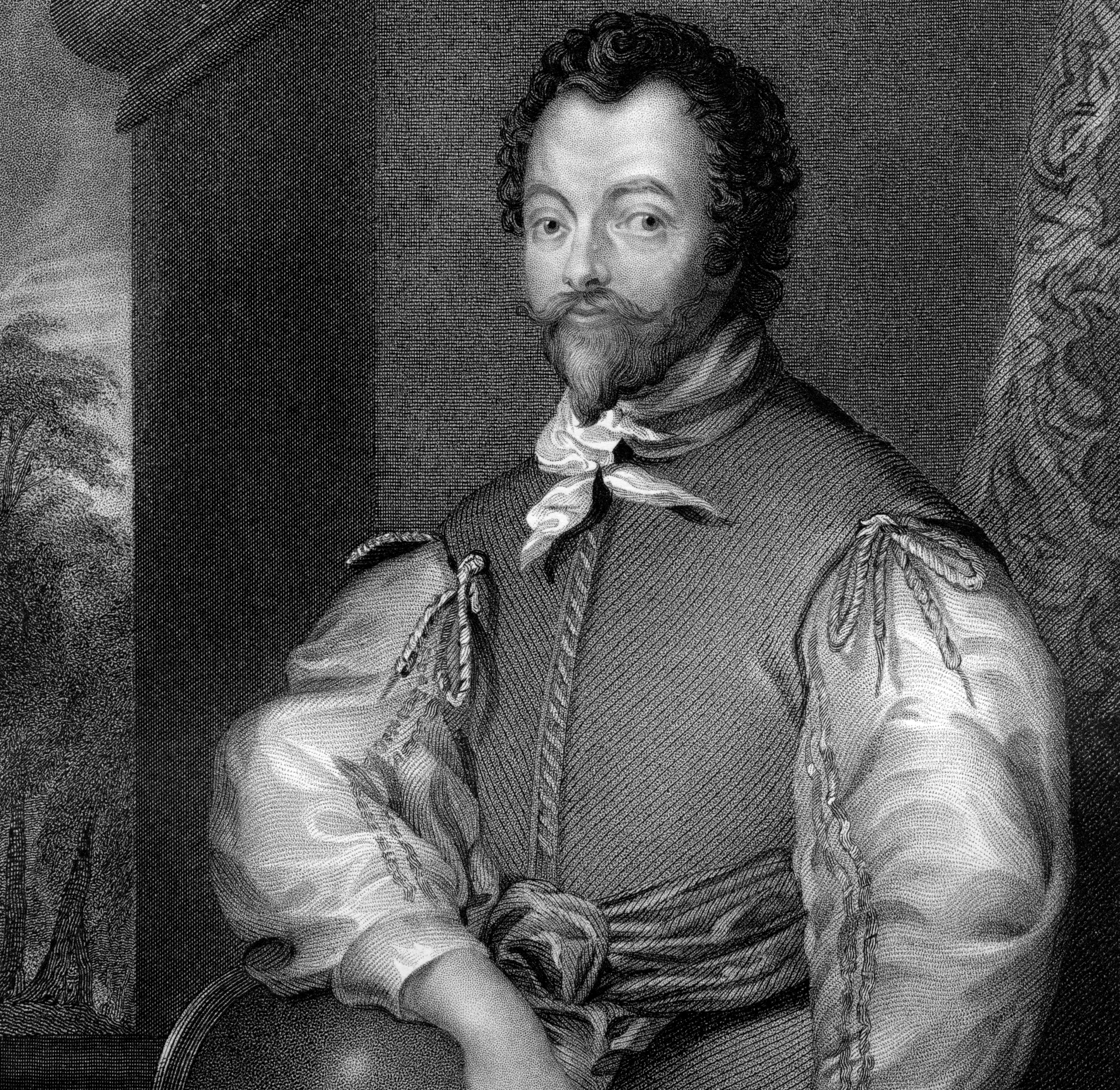 A portrait of Sir Francis Drake.