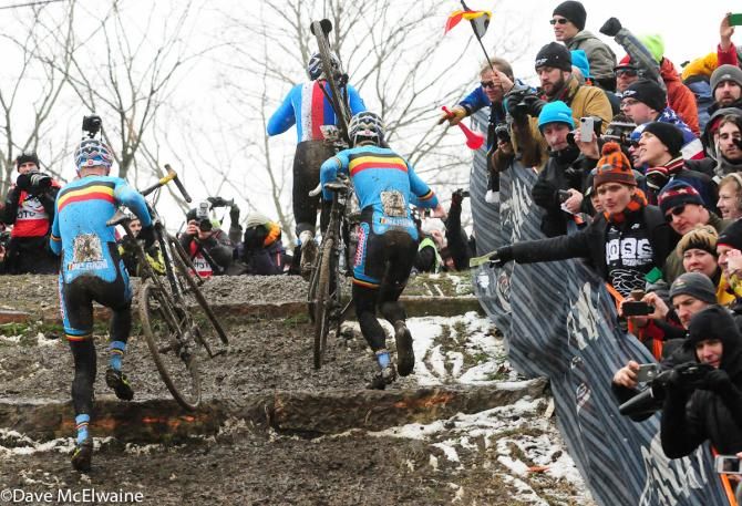 Riders attacking the limestone steps