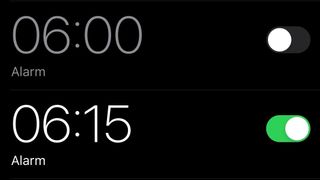 Fitness writer Harry Bullmore's alarm settings on his phone