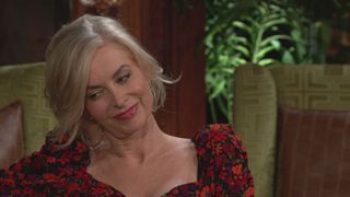 Eileen Davidson as Ashley/Belle in a red dress in The Young and the Restless