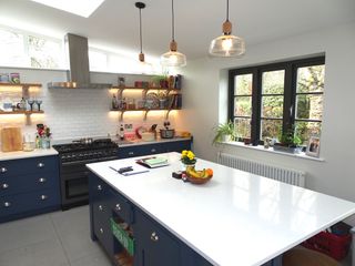 timber windows in a modern kitchen space