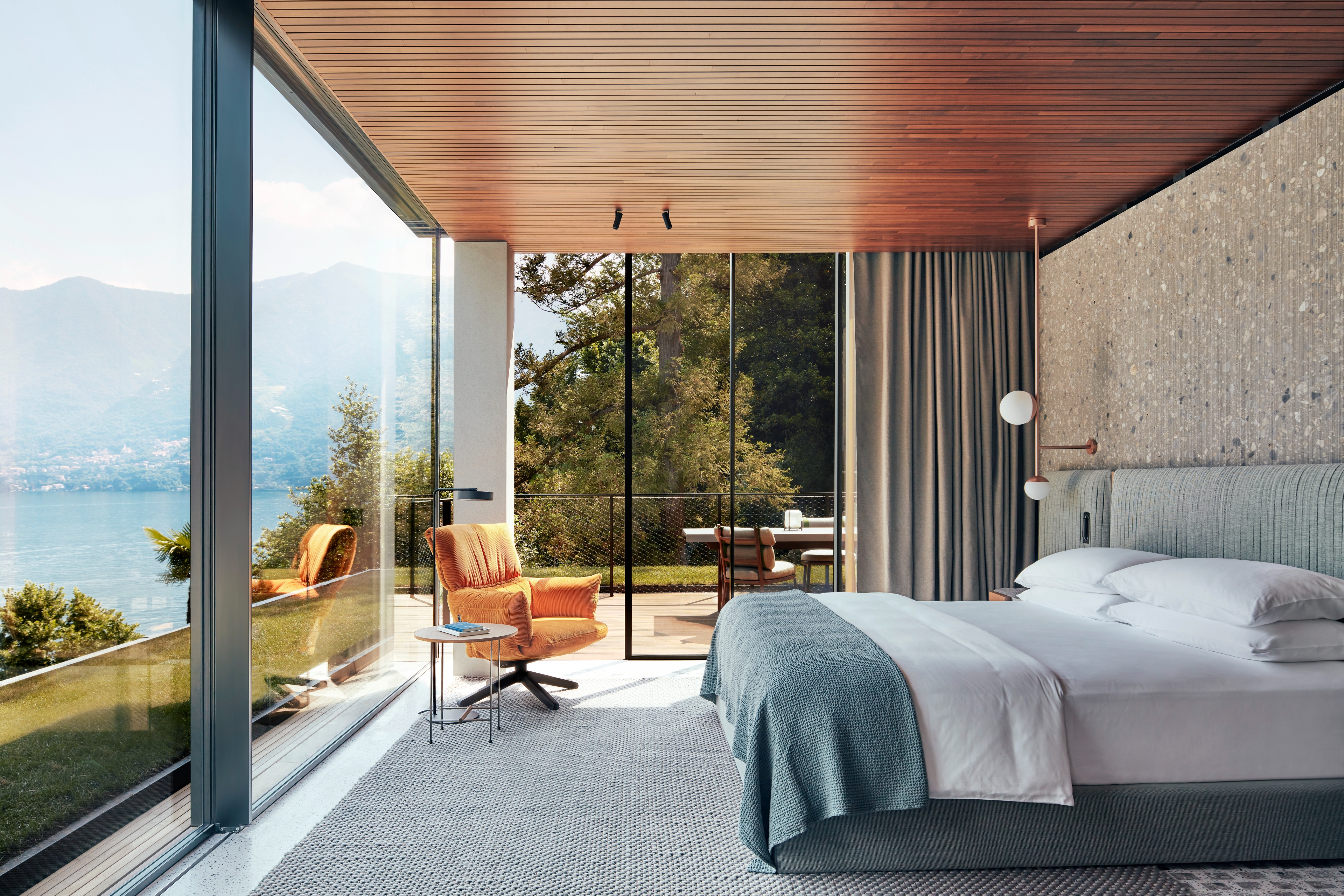 The bedroom space in the penthouse
