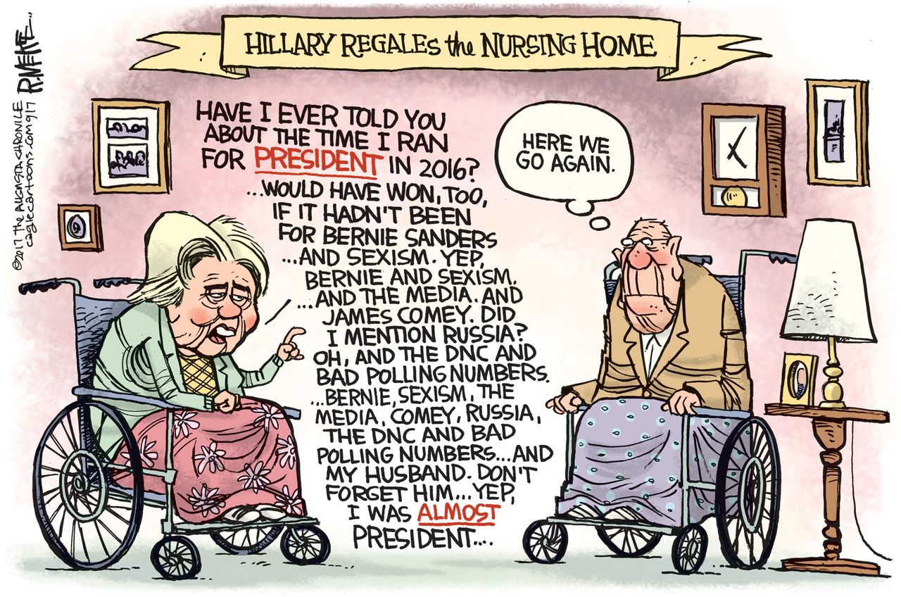 Political cartoon U.S. Hillary Clinton excuses 2016 election