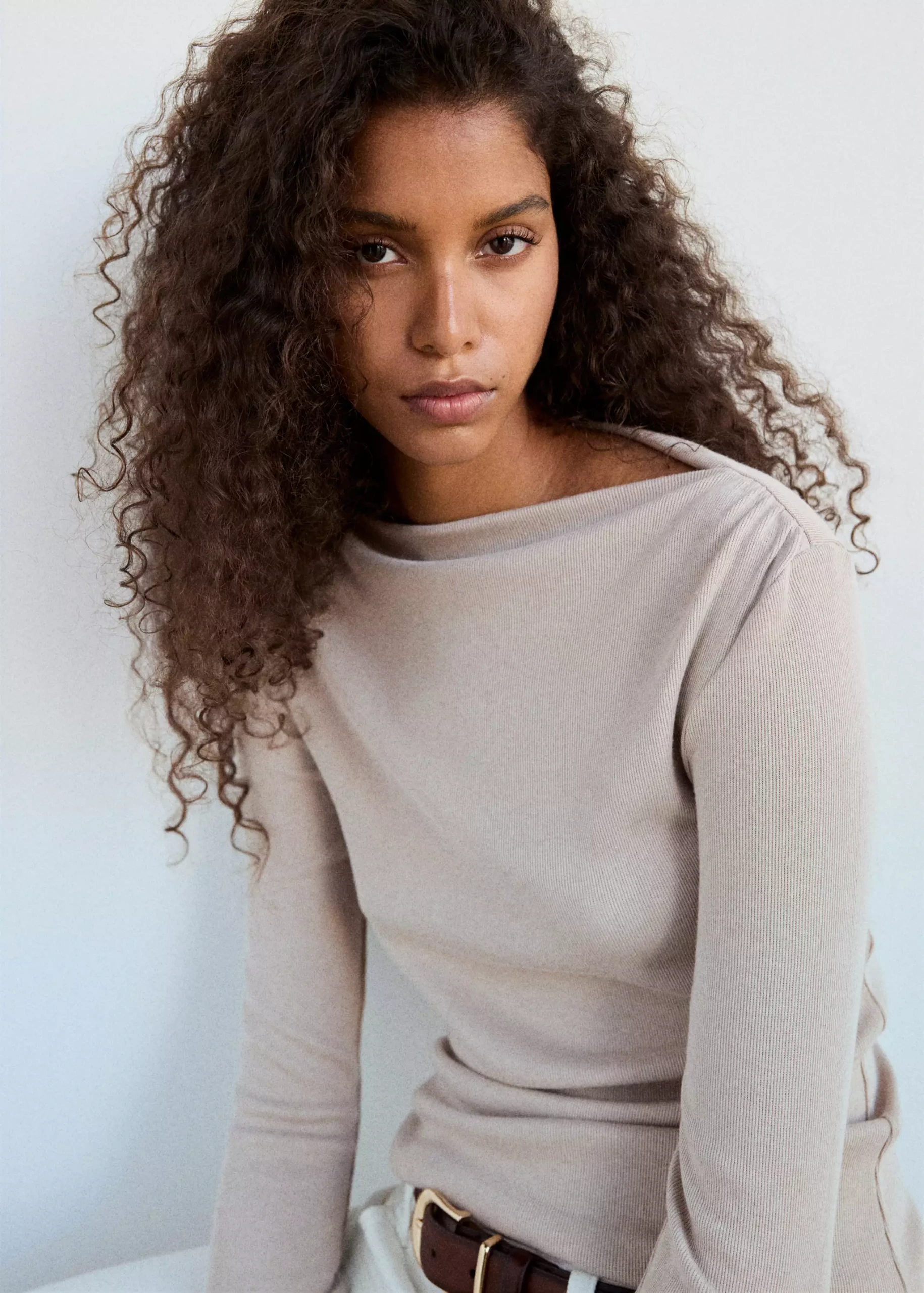 Long-Sleeved Boat-Neck T-Shirt - Women | Mango Usa