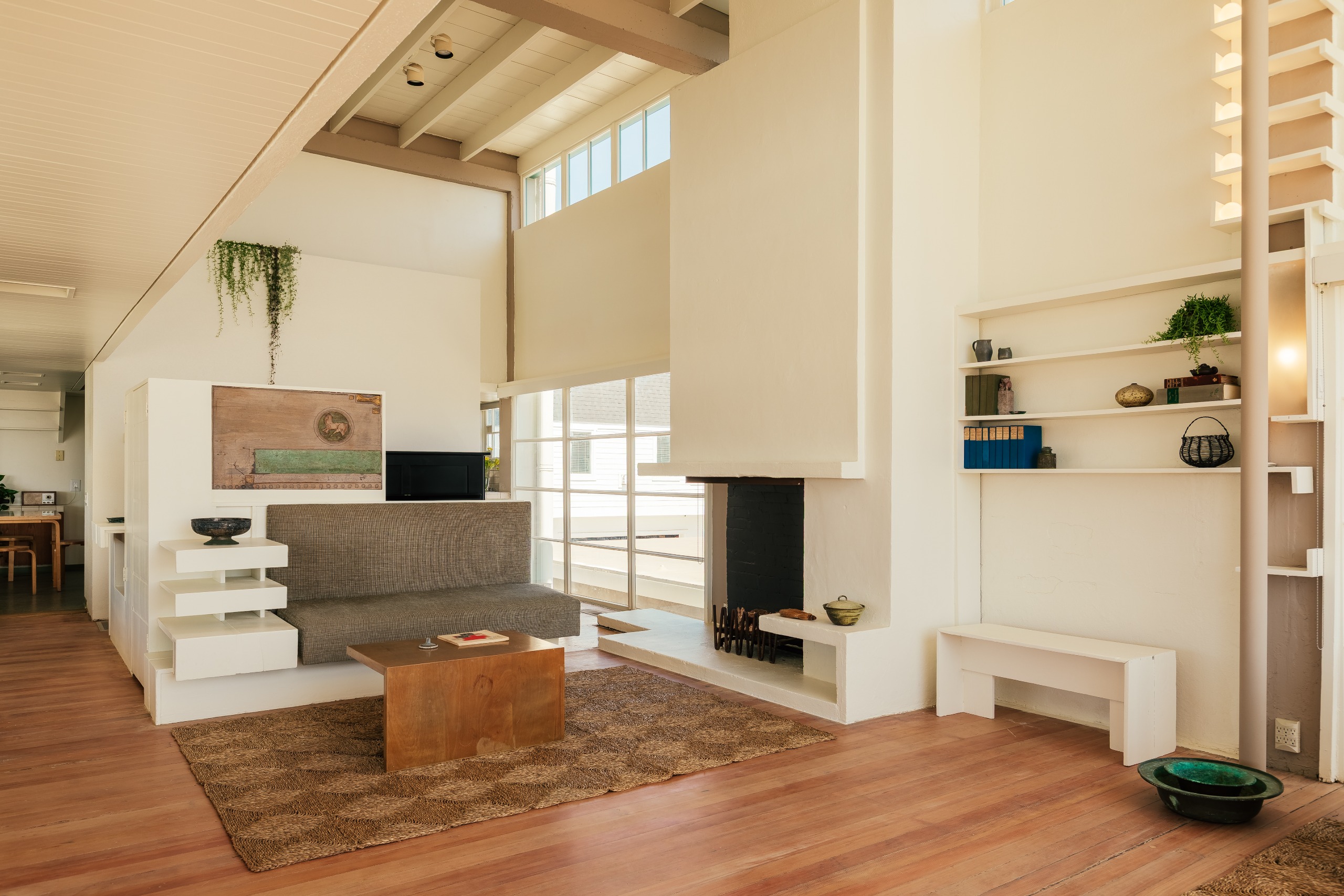 The double-height living room at the heart of the house
