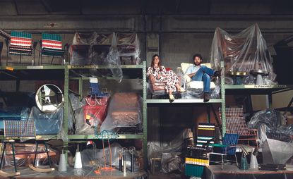 Carolina Castiglioni and architect Federico Ferrari at their favourite vintage furniture warehouse