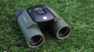 Close up photo of the Olympus 8x25 WP II binoculars