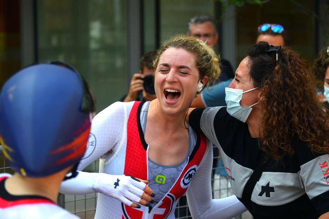 2021 UEC Road European Championships Trento Elite Womens Individual Time Trial 224 km 09092021 Marien Reusser Switzerland Elise Chabbey Switzerland photo Dario BelingheriBettiniPhoto2021