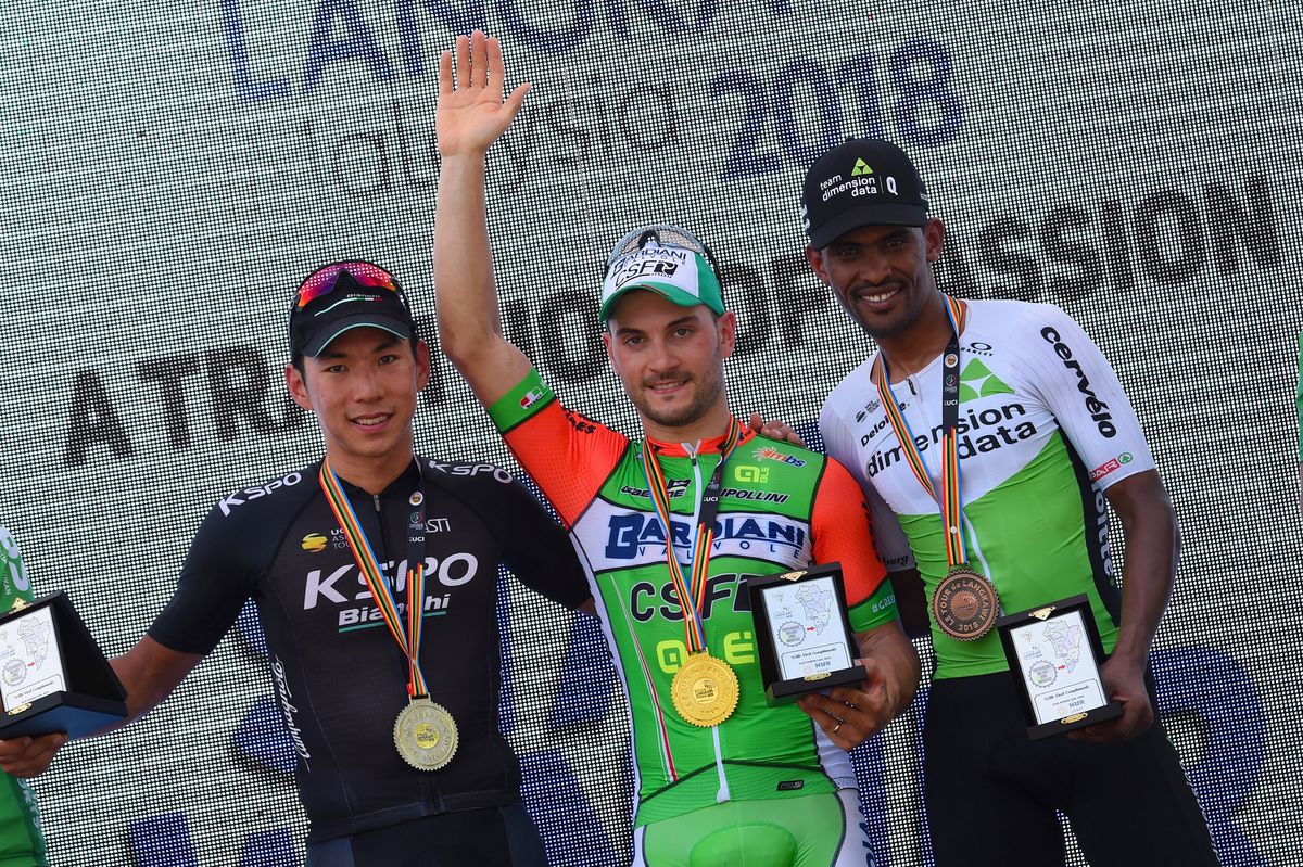 The stage 1 podium