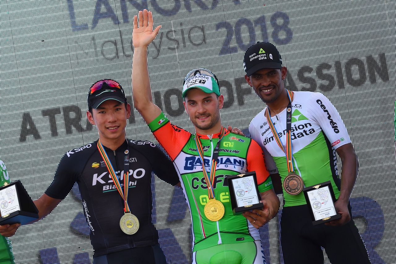 The stage 1 podium