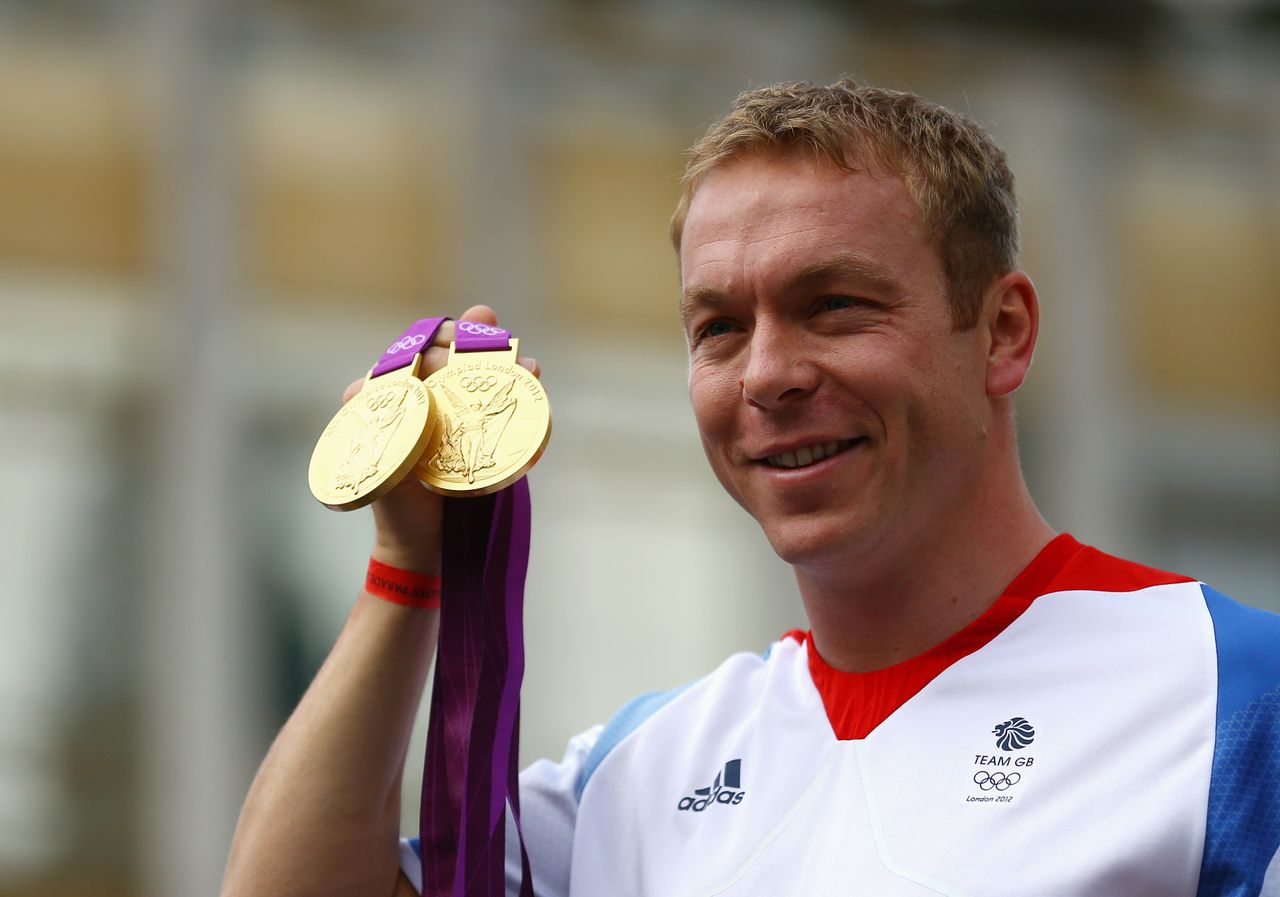 Chris Hoy with two gold medals