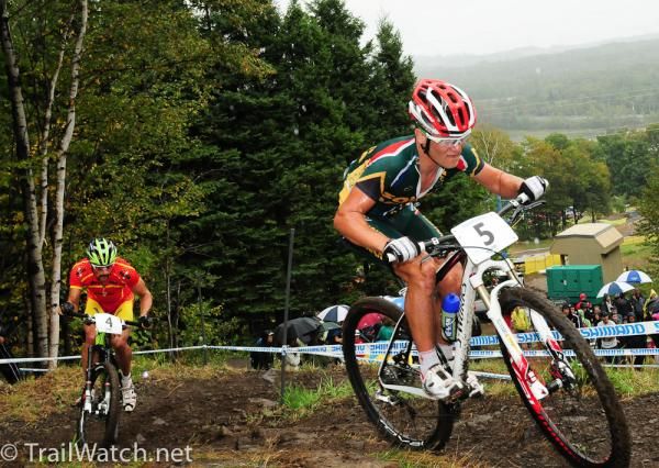 Burry Stander (South Africa) is unable to shake Jose Antonio Hermida