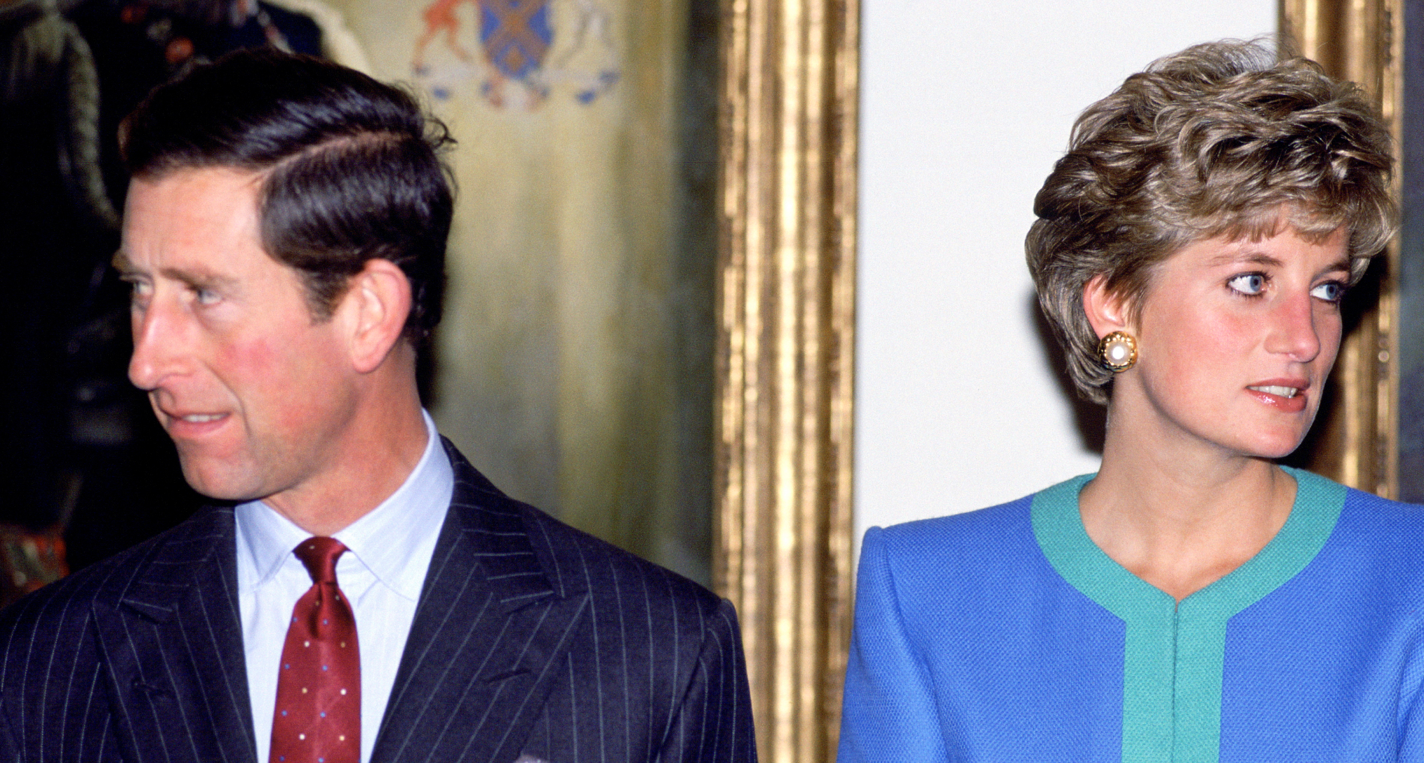 Prince Charles and Princess Diana looking away from each other 