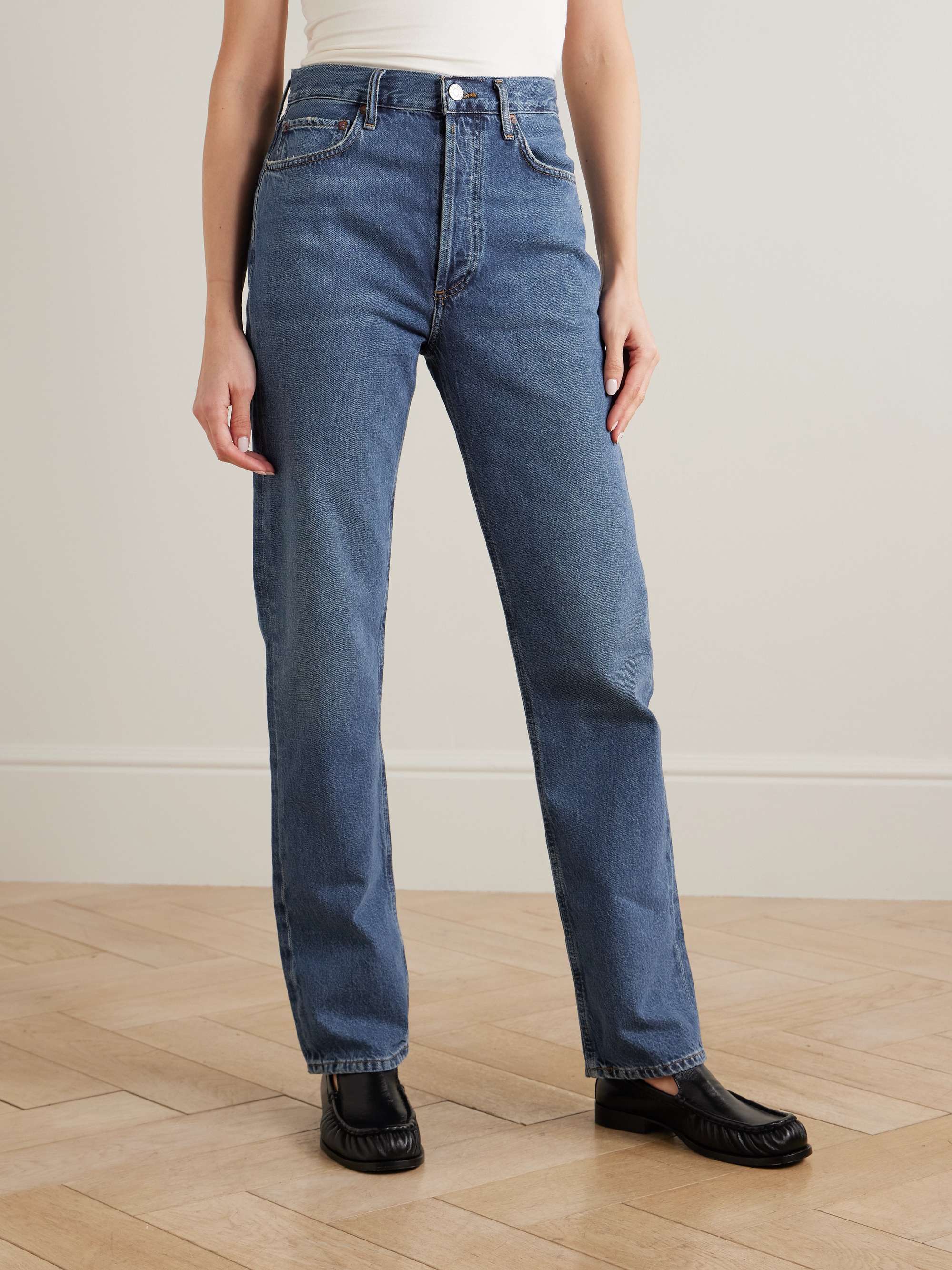 + Net Sustain 90's Pinch Waist Long High-Rise Straight-Leg Organic Jeans