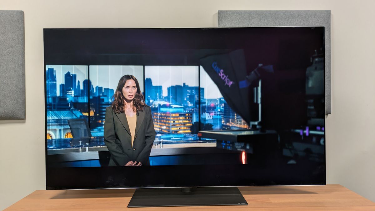 Disclosure Day 4K Blu-ray on lg g6 showing Margaret talking to a camera
