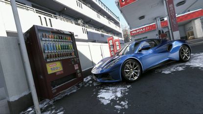 Forza Horizon 6 vending machines in gas station with Lotus Emira in front