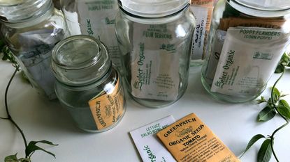 Seed packets and jars