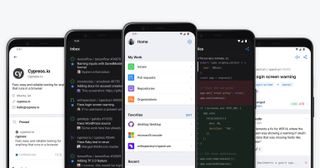 GitHub's mobile apps for Android shown off in light and dark themed renders