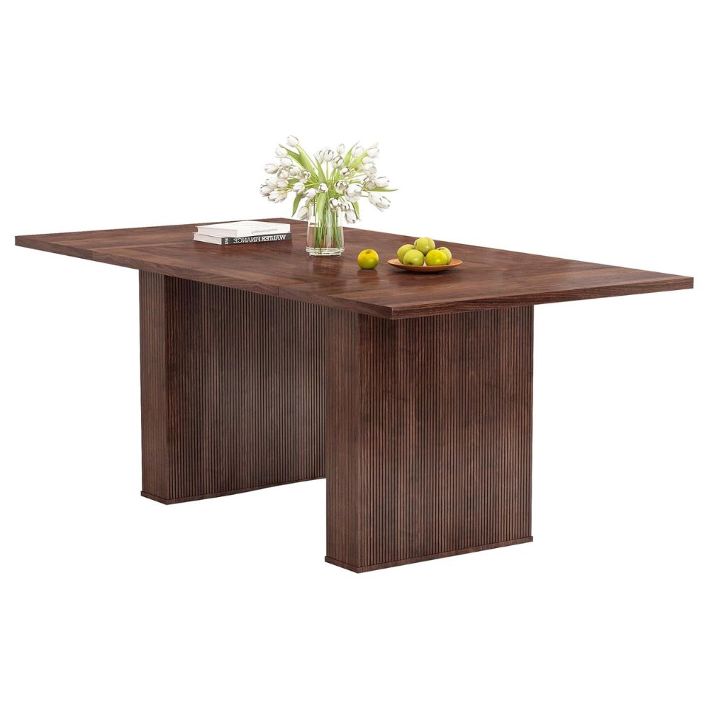 Modern Farmhouse Rectangular Kitchen Table, Walnut