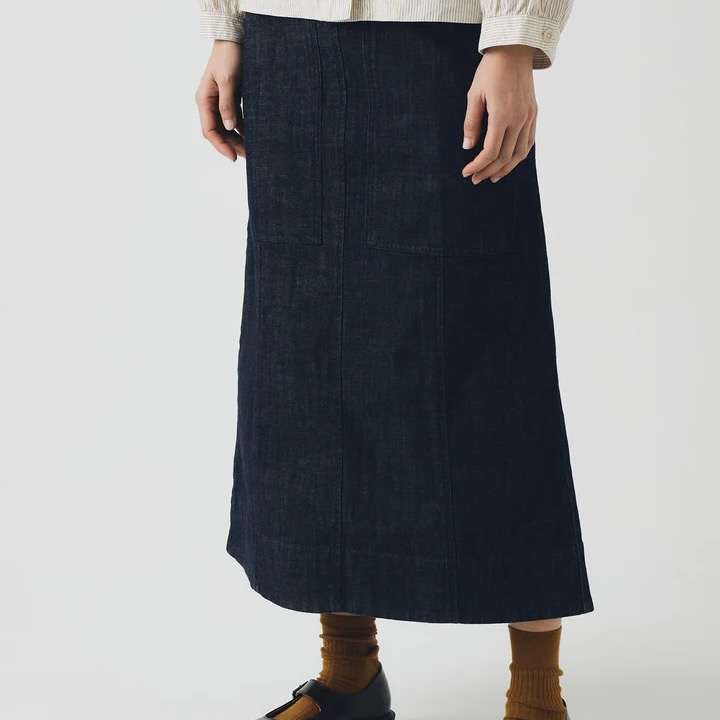 Toast Patch Pocket Organic Indigo Denim Skirt