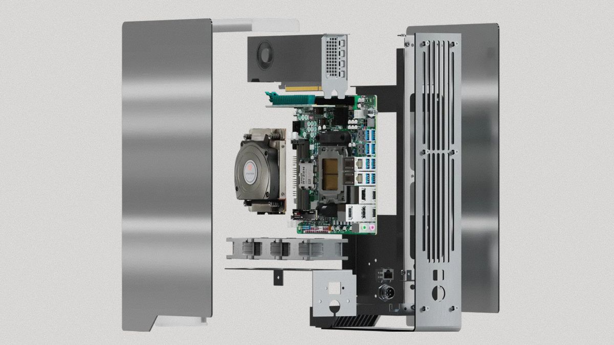Ghost Core AI PC case shown removed, with the components on display