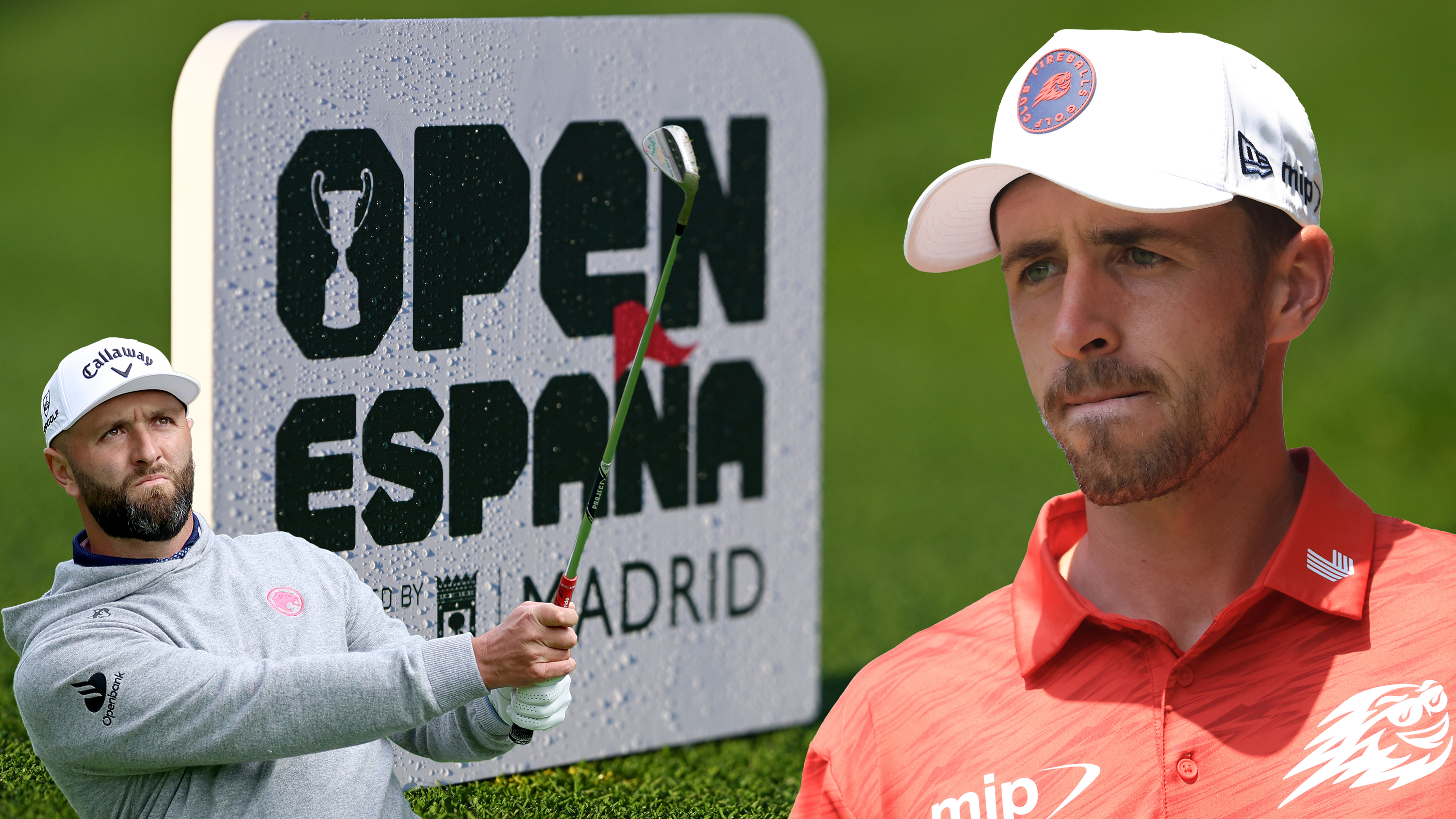 Our best bets at the Open De Espana, David Puig and Jon Rahm, in front of a tee box marker that reads Open De Espana