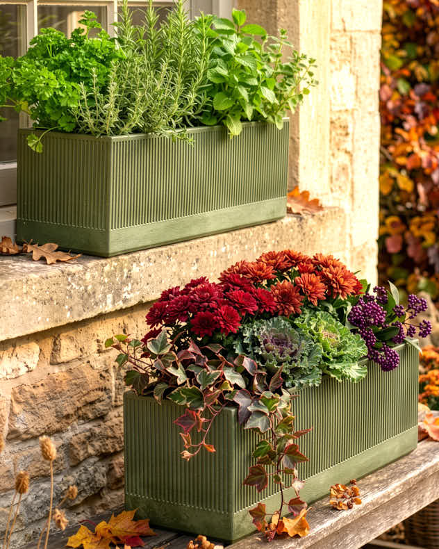 Mela Green Fibreclay Planter Collection - Set of 2