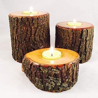 natural wood candle holders for tea light