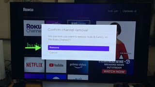 Confirming that removal is the fifth step in removing a Roku app