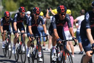 GARD FRANCE SEPTEMBER 03 Andrey Amador Bikkazakova of Costa Rica and Team INEOS Grenadiers Michal Kwiatkowski of Poland and Team INEOS Grenadiers Luke Rowe of The United Kingdom and Team INEOS Grenadiers during the 107th Tour de France 2020 Stage 6 a 191km stage from Le Teil to Mont AigoualGard 1560m TDF2020 LeTour on September 03 2020 in Gard France Photo by Tim de WaeleGetty Images