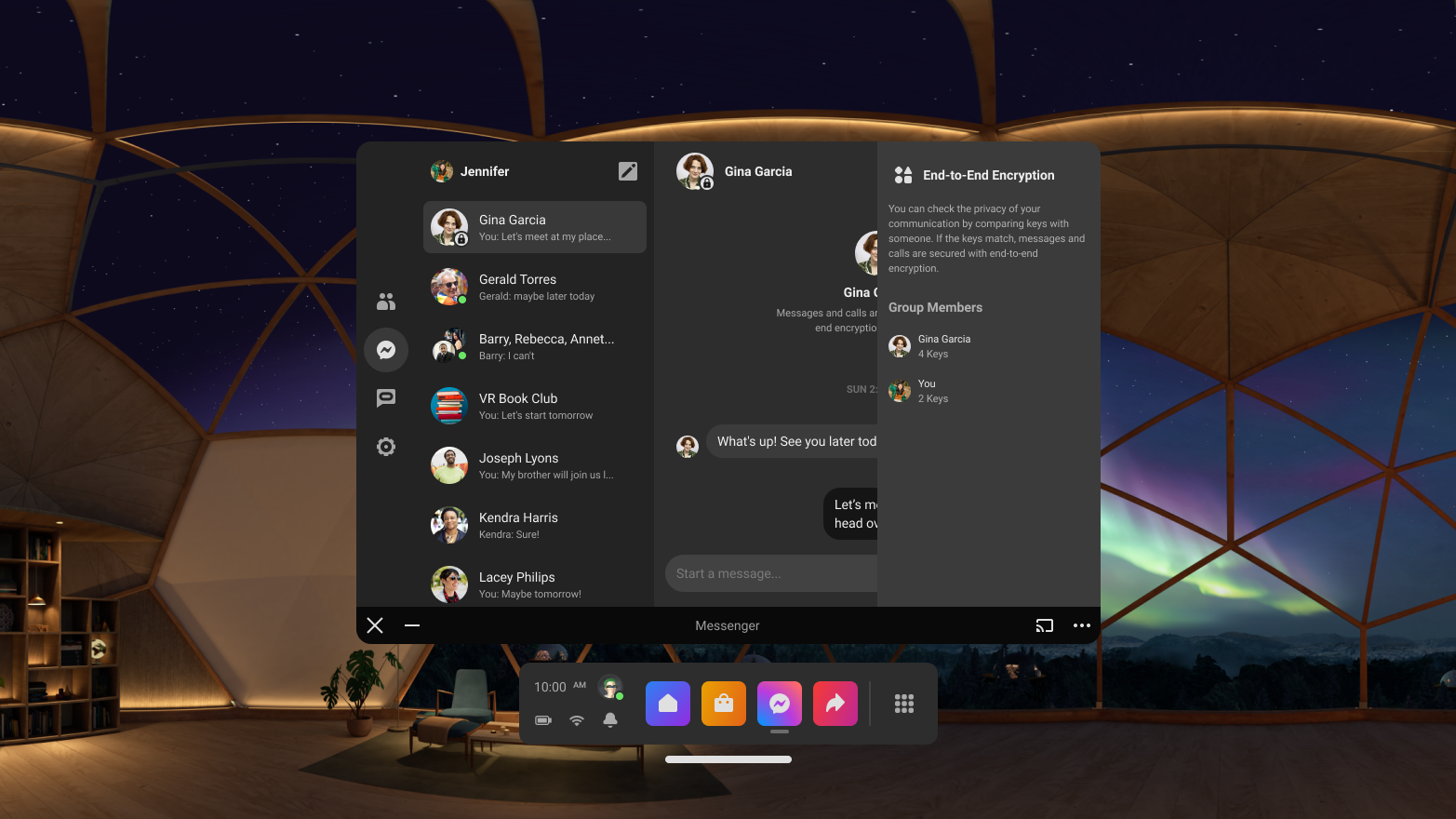 An encrypted Messenger chat on the Quest 2