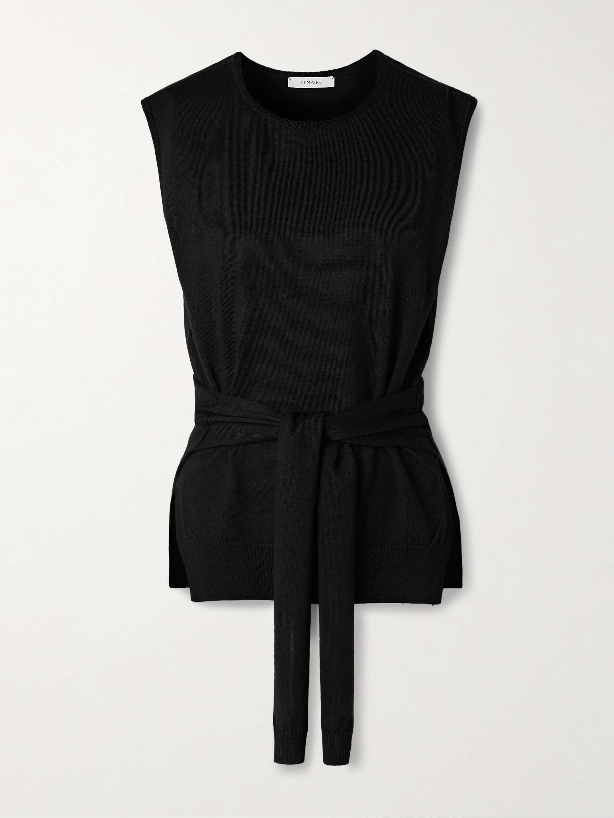 Tie-Detailed Wool-Blend Tank