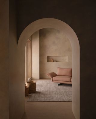 terracotta hallway and living room by KING Living