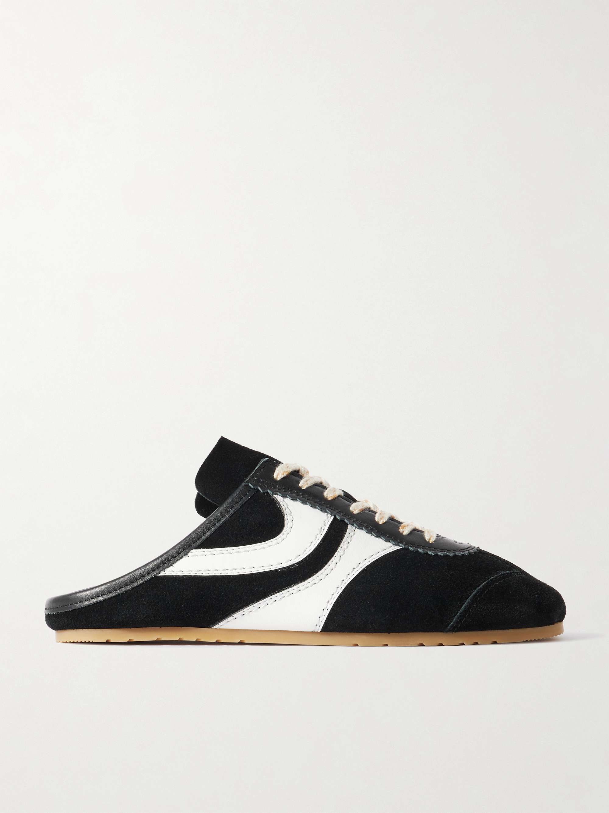 Leather-Trimmed Suede Slip-On Sneakers