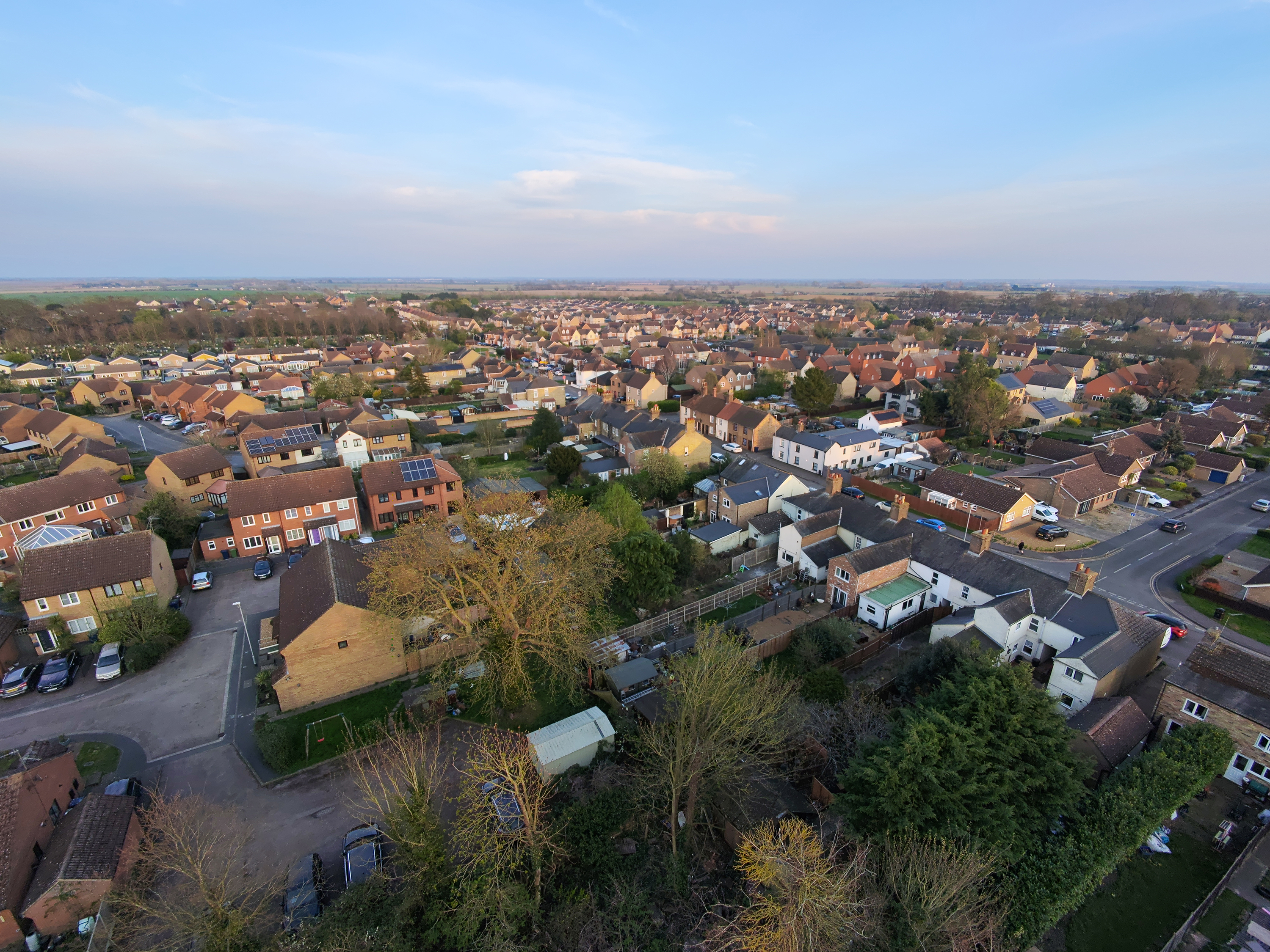 Photo of houses taken with the HoverAir X1 PROMAX drone
