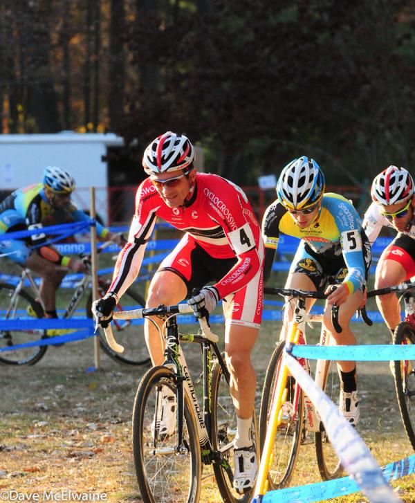 Dylan McNicholas (Cyclocrossworld.com) leading Townsend and Lindine
