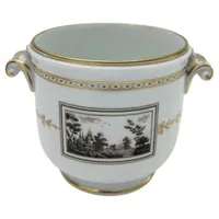 Italian Richard Ginori 'Fiesole' Porcelain China Gilt Cachepot | $275 at 1stDibs